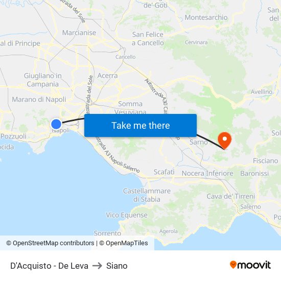 D'Acquisto - De Leva to Siano map