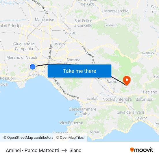Aminei - Parco Matteotti to Siano map
