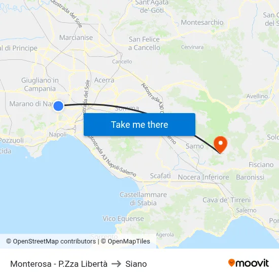 Monterosa - Liberty Square to Siano map