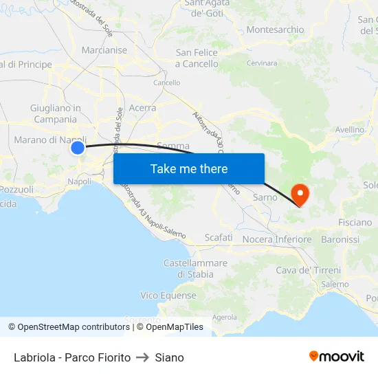Labriola - Flowered Park to Siano map