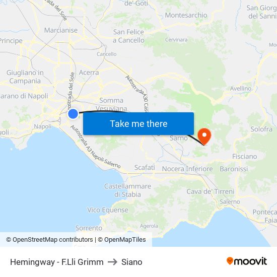 Hemingway - F.Lli Grimm to Siano map