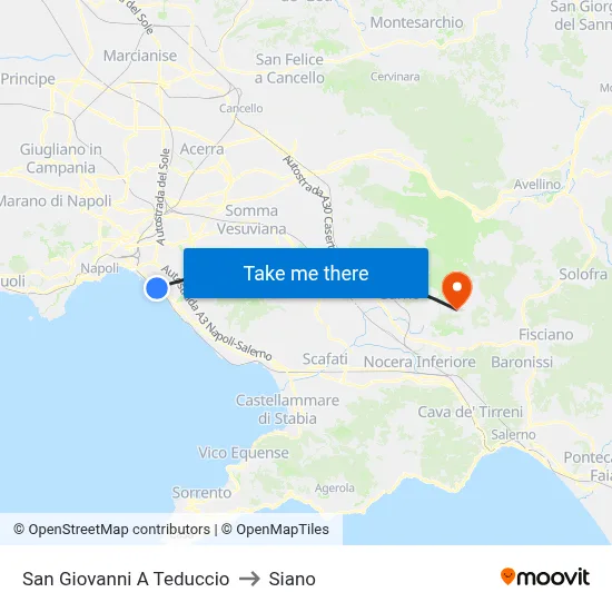 San Giovanni A Teduccio to Siano map