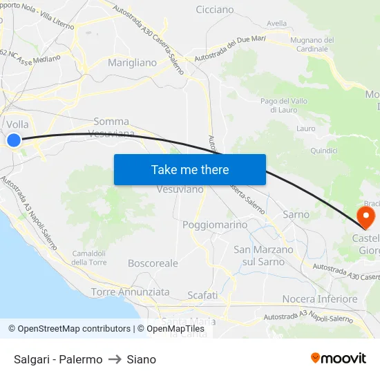 Salgari - Palermo to Siano map