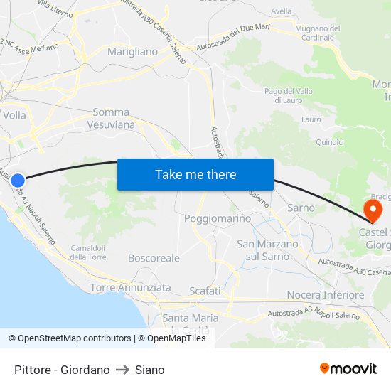 Pittore - Giordano to Siano map