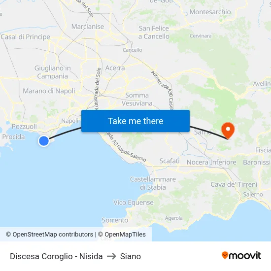 Coroglio Descent - Nisida to Siano map