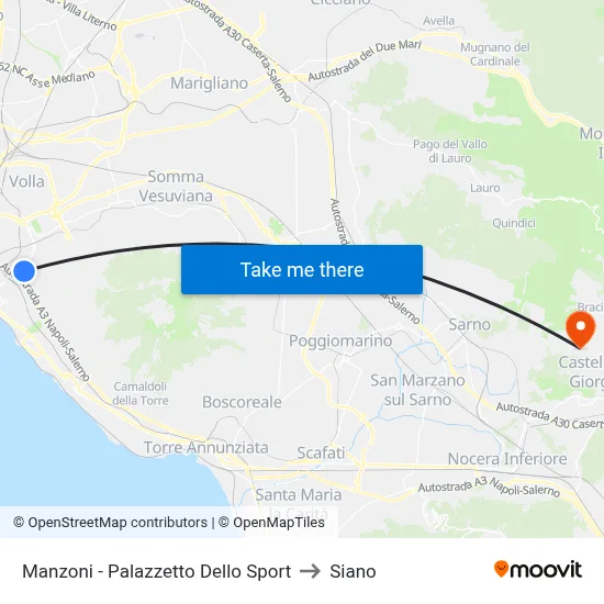 Manzoni - Sports Palace to Siano map