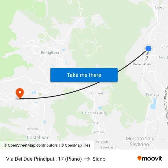 Via dei Due Principati, 17 (Piano) to Siano map