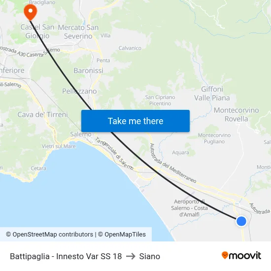 Battipaglia - Junction Var SS 18 to Siano map