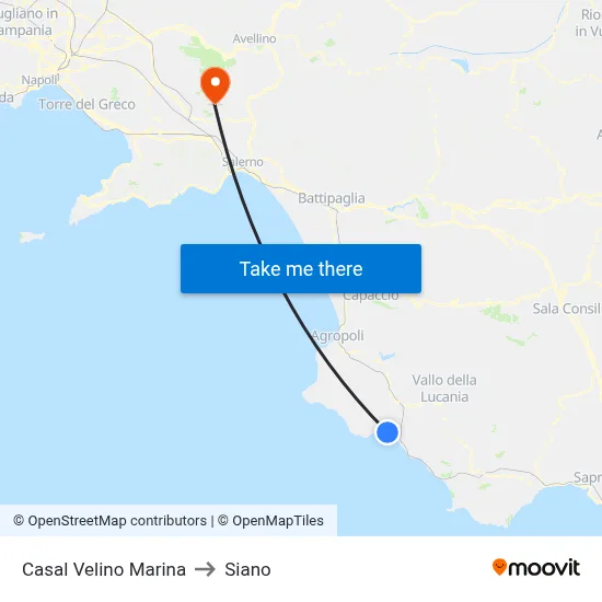 Casal Velino Marina to Siano map