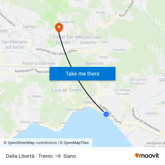 Liberty Street - Trento to Siano map