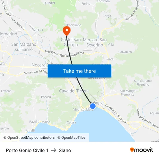 Civil Engineering Port 1 to Siano map