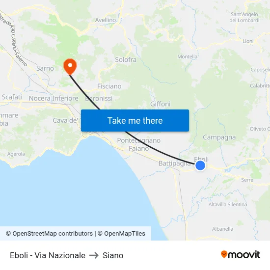 Eboli - National Road to Siano map