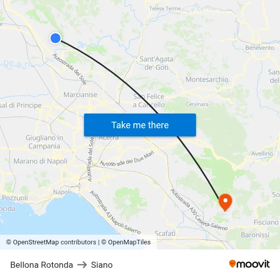Bellona Roundabout to Siano map