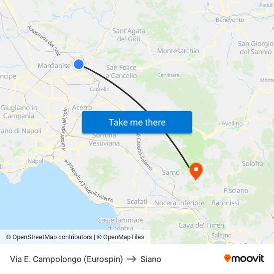 Via E. Campolongo (Eurospin) to Siano map