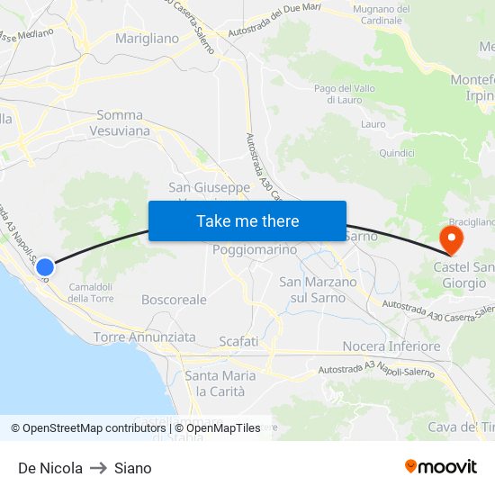 De Nicola to Siano map