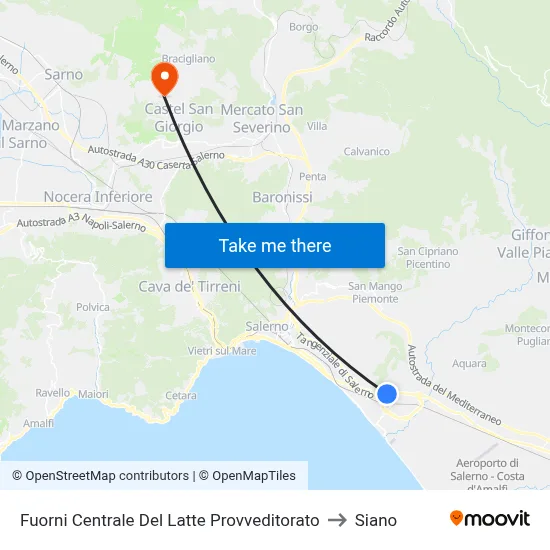 Fuorni Milk Plant Superintendent to Siano map