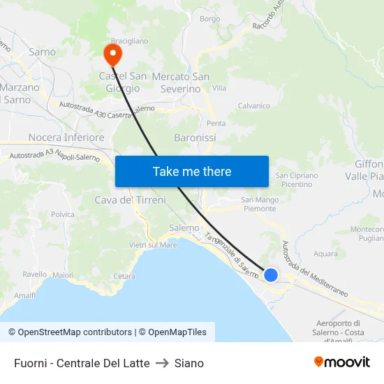Fuorni - Milk Central to Siano map
