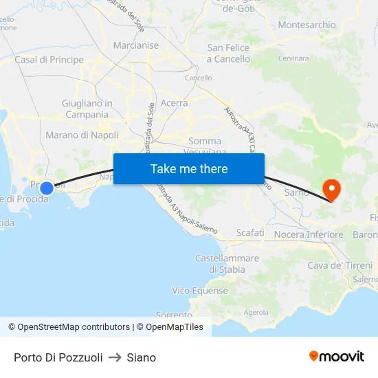 Port of Pozzuoli to Siano map