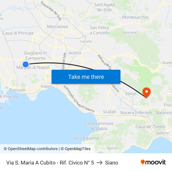 Via S. Maria A Cubito - Rif. Civico N° 5 to Siano map
