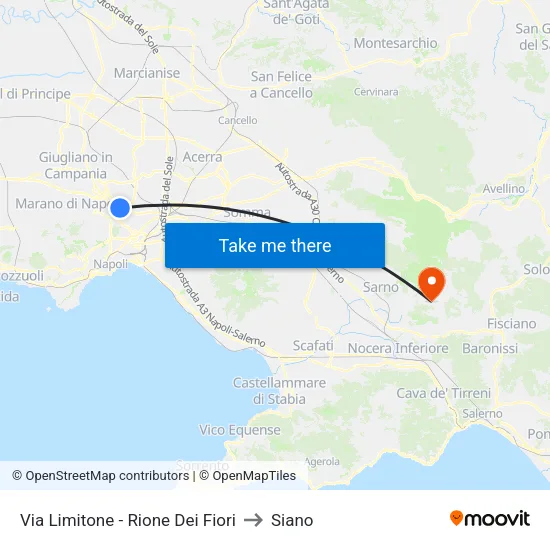 Via Limitone - Rione Dei Fiori to Siano map