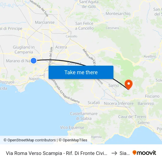 Via Roma Verso Scampia - Rif. Di Fronte Civico N° 138a to Siano map