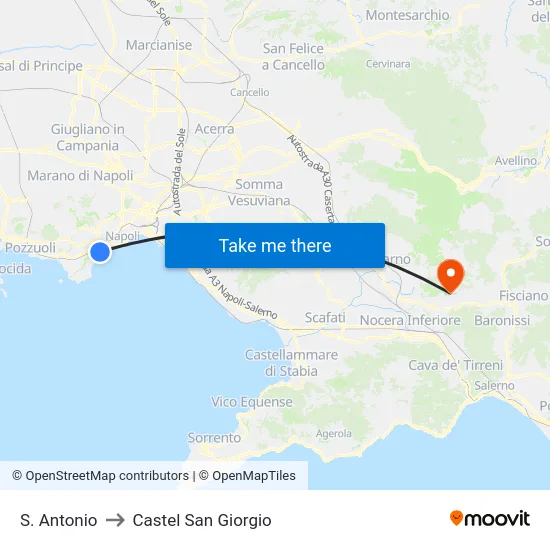 S. Antonio to Castel San Giorgio map