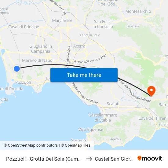 Pozzuoli - Grotta Del Sole (Cumana) to Castel San Giorgio map