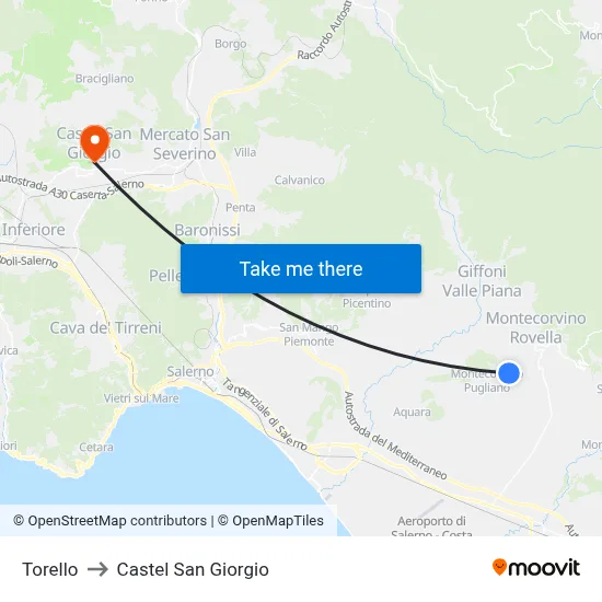 Torello to Castel San Giorgio map