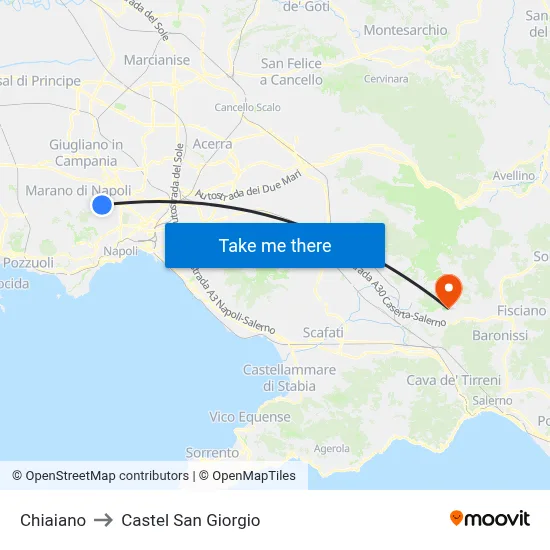 Chiaiano to Castel San Giorgio map
