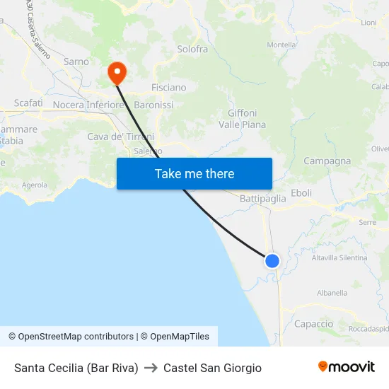 Santa Cecilia (Bar Riva) to Castel San Giorgio map