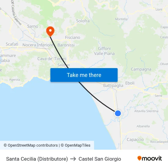 Santa Cecilia (Gas Station) to Castel San Giorgio map
