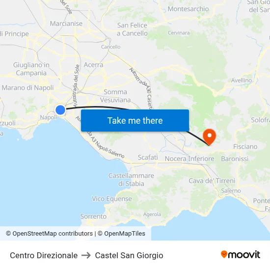Directional Center to Castel San Giorgio map