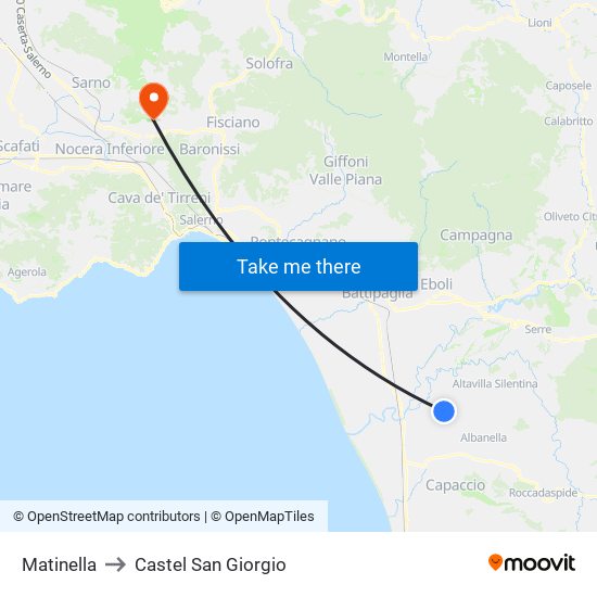 Matinella to Castel San Giorgio map