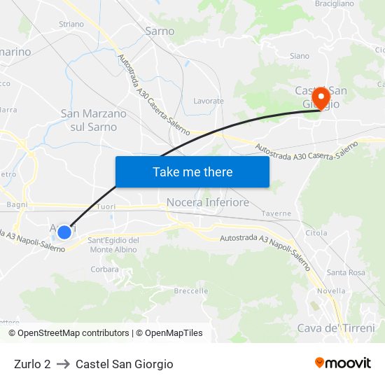 Zurlo 2 to Castel San Giorgio map