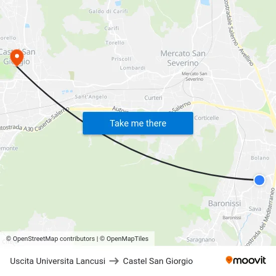 Uscita Universita  Lancusi to Castel San Giorgio map