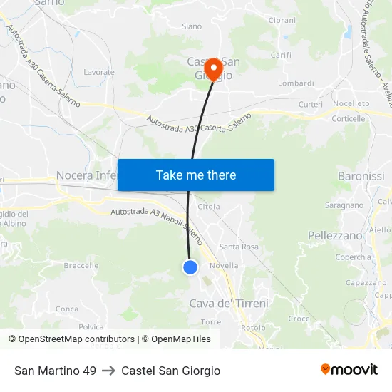 San Martino 49 to Castel San Giorgio map