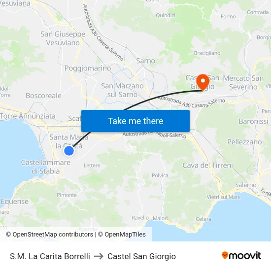Santa Maria La Carita Borrelli to Castel San Giorgio map