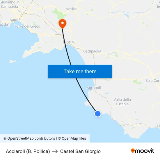 Acciaroli (Pollica Bay) to Castel San Giorgio map