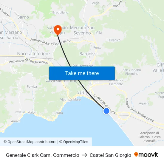 General Clark Chamber of Commerce to Castel San Giorgio map