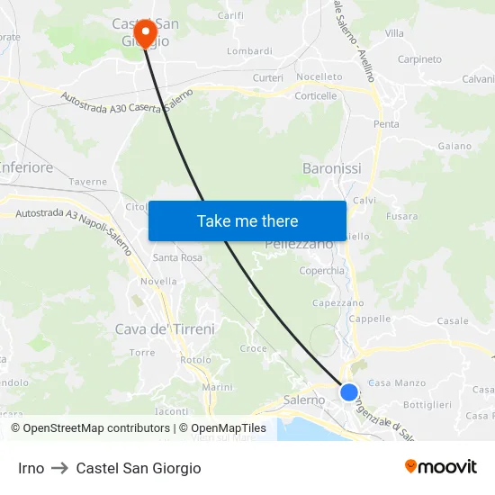 Irno to Castel San Giorgio map