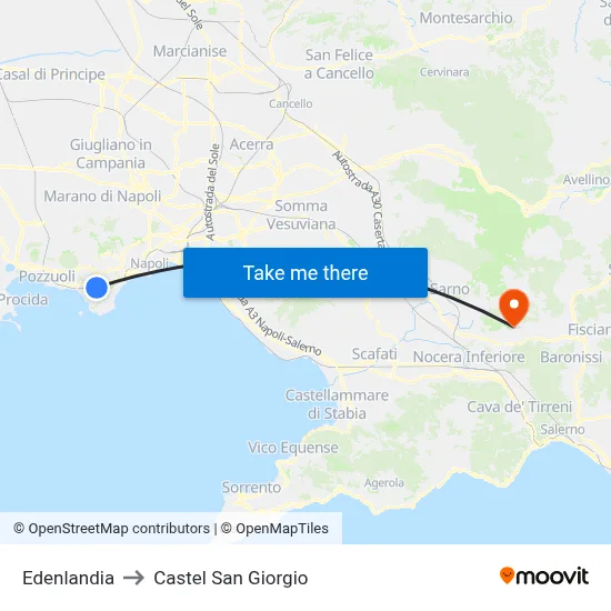 Edenlandia to Castel San Giorgio map