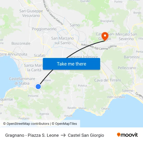Gragnano - Saint Leone Square to Castel San Giorgio map