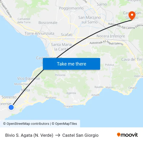 Bivio S. Agata (N. Verde) to Castel San Giorgio map
