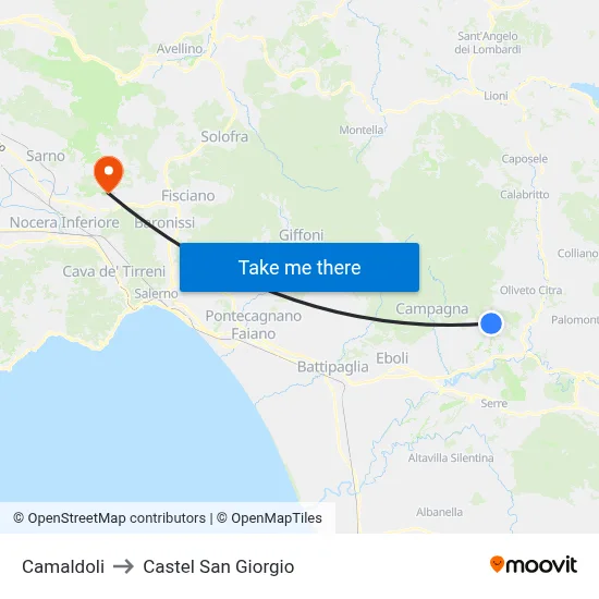 Camaldoli to Castel San Giorgio map