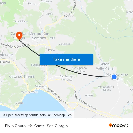 Gauro Junction to Castel San Giorgio map
