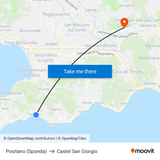 Positano (Bank) to Castel San Giorgio map