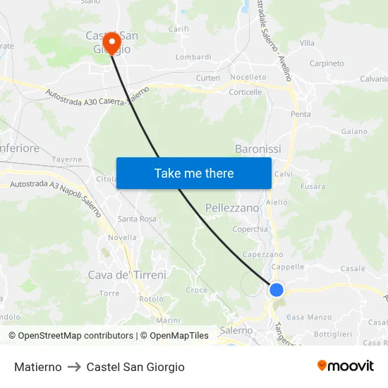 Matierno to Castel San Giorgio map