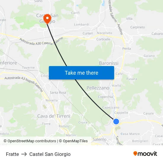Fratte to Castel San Giorgio map