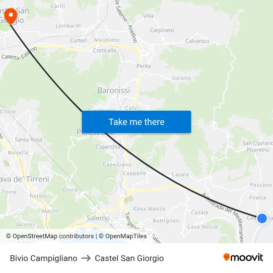 Campigliano Junction to Castel San Giorgio map