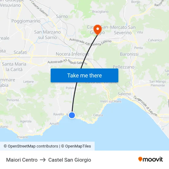 Maiori Center to Castel San Giorgio map